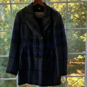Burberry Brit Wool Peplum Coat size US 14 In Excellent Condition